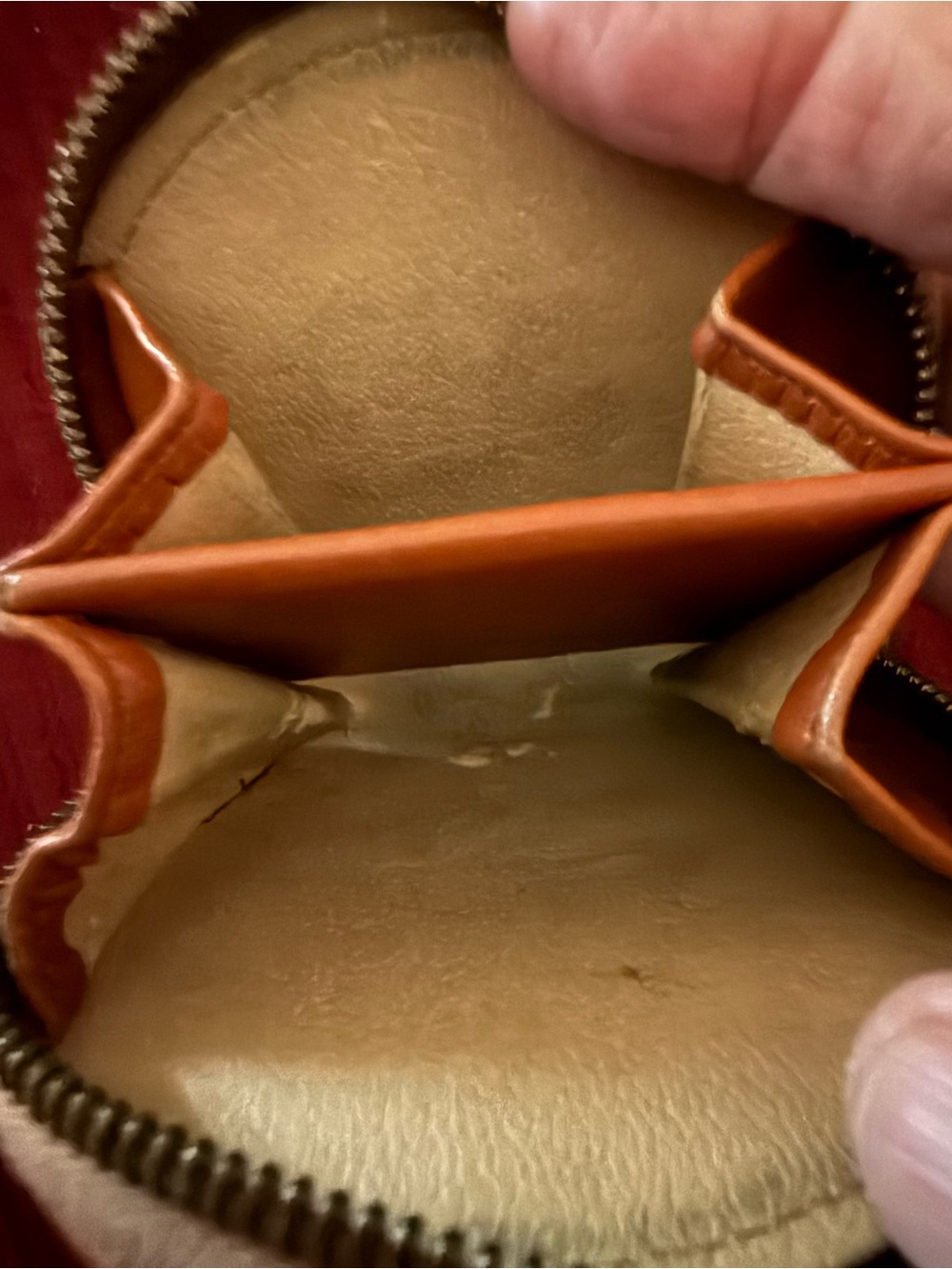 Dooney & Bourke Tan and Blue Round Leather Coin Wristlet - Picture 4 of 4